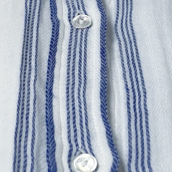 Nili Lotan Striped Kaya Button-Up Shirt in Blue & White Stripe - Picture 10 of 13